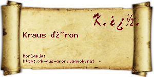 Kraus Áron névjegykártya