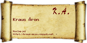 Kraus Áron névjegykártya